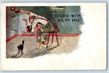 Tammen Signed Artist Postcard Old Man Spanking Child Yours With