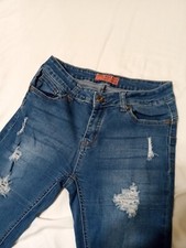 ❤️ 5 Skinny Distressed Wax Jeans Butt I ❤Stretch Blue Jeggings Pants Women Size 