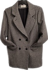 VINTAGE PRESTON & YORK WOOL Coat Women's 14 MADE IN USA Houndstooth Pattern