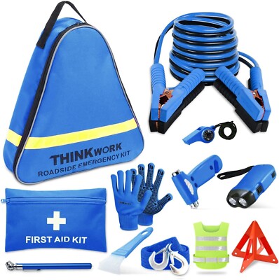 Car Emergency Kit, Emergency Roadside Assistance kit, 10FT Jumper, First Aid Kit