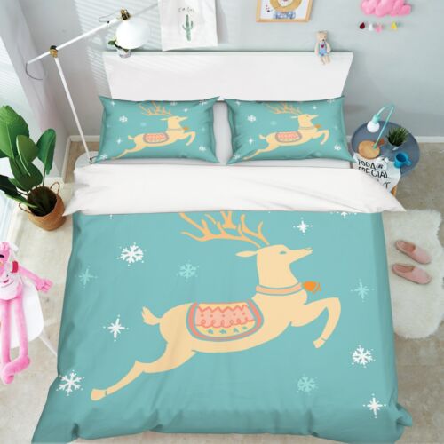 3D Christmas Xmas 520 Bed Pillowcases Stitching Duvet Blankets Set Single DE-