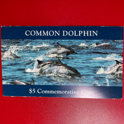1993 MARSHALL ISLANDS $5 COMMON DOLPHIN INDO-PACIFIC OCEAN SEALED COIN + FOLDER