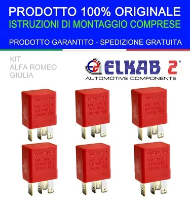 6 Relè MOPAR 12V 30A ORIGINALE OEM 702500 SPECIFICO per ALFA ROMEO GIULIA Relay