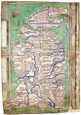 Antike Großbritannien Karte Mönch Mathew Paris 1250 Druck Poster Wandbild Bild A4+