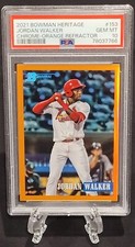 2021 Bowman Heritage Chrome Jordan Walker Orange Refractor Rookie #/25 PSA 10
