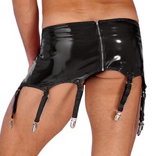 DE Sexy Herren Wetlook Strumpfband Strapsgürtel Breit Lackleder Garters mit Clip