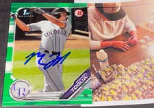 Michael Toglia Rockies Auto Signed 2019 1st Bowman Green Base Card