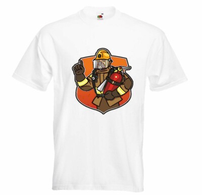 T-Shirt FEUERWEHRMANN MIT UND FEUERLÖSCHER FIREFIGHTER LÖSCHZUG FREIWILLIGE
