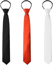 Womens Tie, Pre Tied Black/Red Ties for Women Adjustable Zipper Womens Necktie