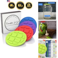 Fermentation Lids for Wide Mouth Mason Jars - 4 Pack Silicone Lids