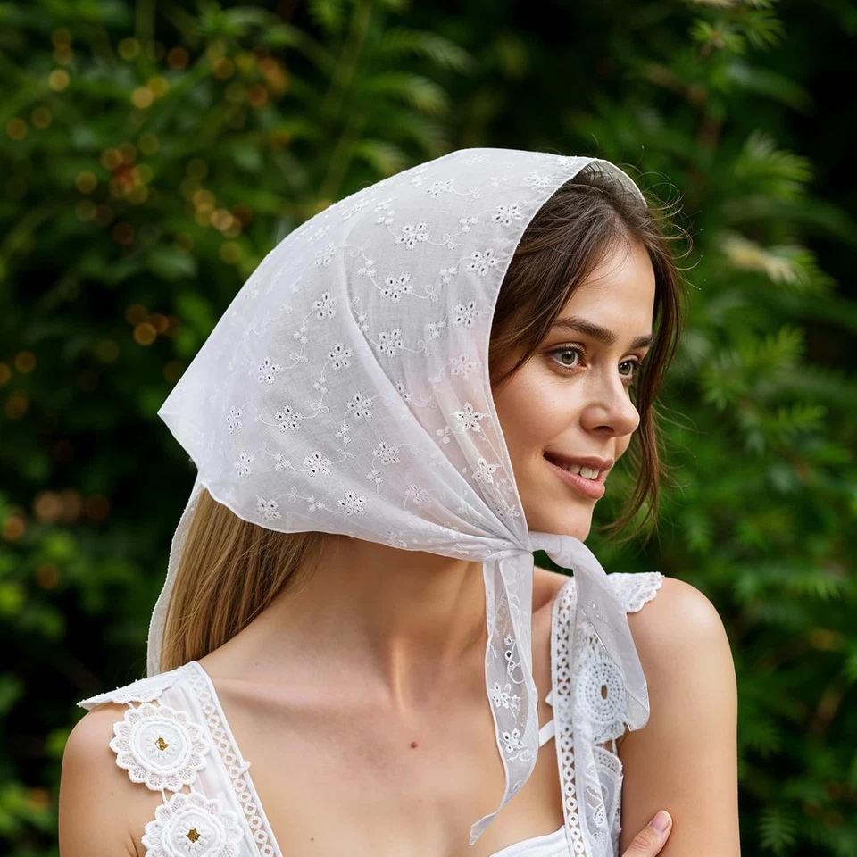 Bandanas de cabelo femininas, cachecol de cabeça branca moderno renda fofa bandana faixa de cabeça crocodilo - Imagem 4 de 4
