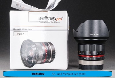 Walimex Pro 12 mm F/2.0 CSC Objektiv für Fuji X Mount Neuwertig OVP