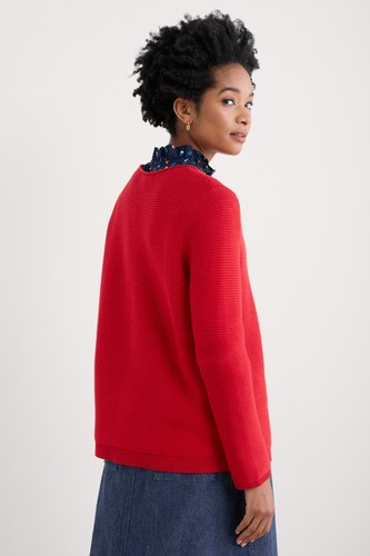 Seasalt Women's Jumper - red Makers Cotton Jumper - Regular - Scarlet - Picture 5 of 5