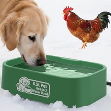 IPOW Pet Heated Water Bowl - 5.5L Extra-Large Rectangular Outdoor XXL, Green