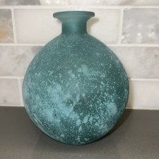 Aqua Bulbous Textured Recycled Art Glass Vase