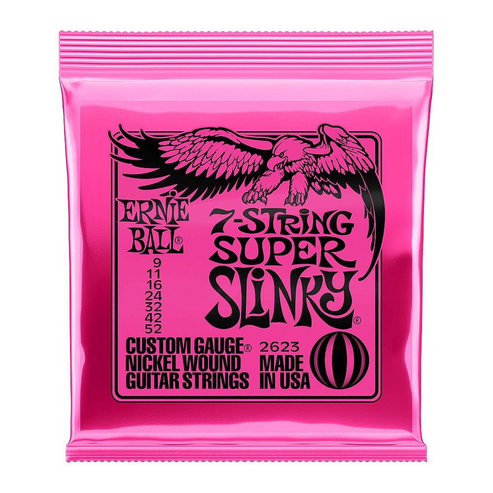 Ernie Ball 7 String Slinky Electric Guitar Strings (.009 - .052 Super Slinky)
