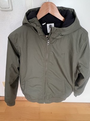 Element Jungen Jacke grün mit Kapuze, kurz, Logo, Reißverschluss, Gr. 16