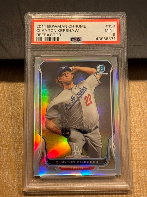 2014 Bowman Chrome Clayton Kershaw Refractor SP Dodgers PSA 9 Mint #158