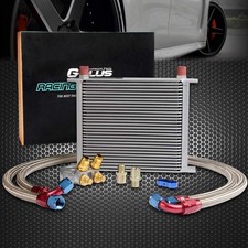 30 Row AN10 Engine Transmission Oil Cooler Kit Thermostat 80 Deg Adapter