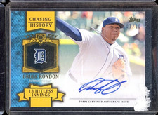 2013 TOPPS CHASING HISTORY BRUCE RONDON FOIL AUTO 7/10 SP TIGERS