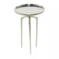 Litton Lane Accent Table Round Silver Aluminum Contemporary Design 25.19 in. H
