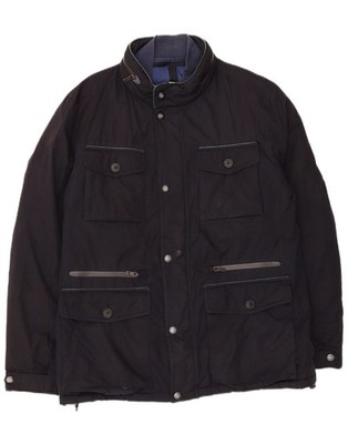 Massimo Dutti Herren Windbreaker Mantel mit Kapuze UK 40 Large Navy Blau BW02
