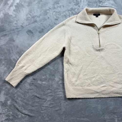 Suéter elástico J.Crew para mujer talla pequeña media cremallera mezcla de lana marfil alpaca - Imagen 5 de 11