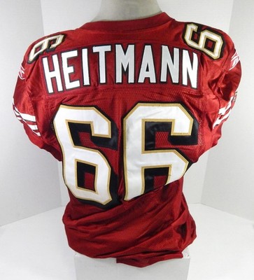 2008 San Francisco 49ers Eric Heitmann #66 Game Issued Rotes Trikot 46 DP60216
