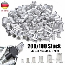 200/100 Stk Alu Blindnietmuttern M3-M10 Nietmuttern Gewindeniete Einziehmutter
