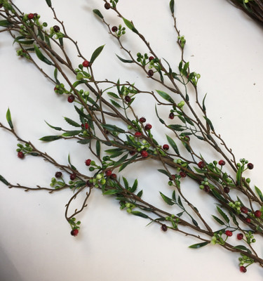 Set of 5  Red and Sage 30-36'' Pip Berry Sprays for Decor