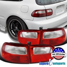 Fits 1992-1995 Honda Civic 2dr Hatchback Tail Lights Brake Lamps Redclear