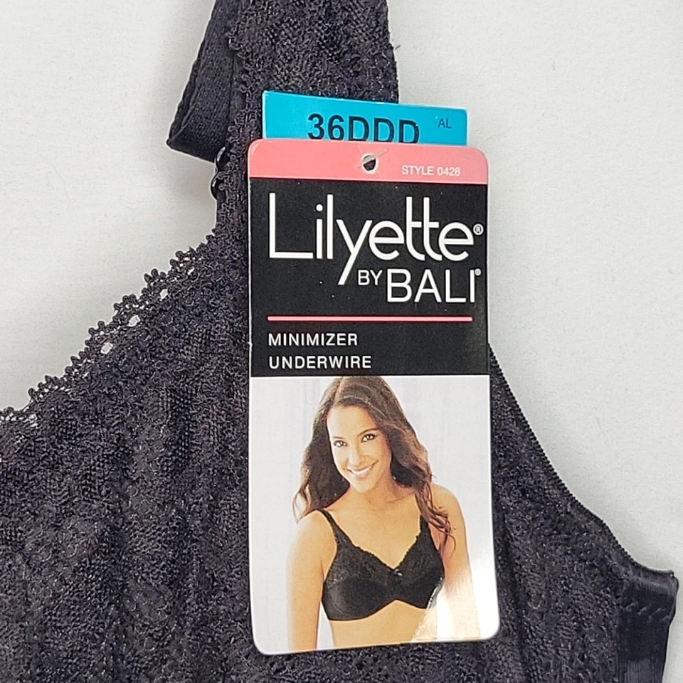 Sujetador con aros Lilyette Dreamwire Minimizer 36DDD negro #0428 nuevo con etiquetas Foto 2 de 4