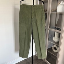 Vintage 60s OG-107 Type 1 Army Green Military Cotton Sateen Trouser Pants 32