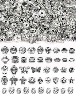 309Pcs FIVEIZERO Antique Silver Spacer Beads for Jewelry Making, Assorted Bulk S