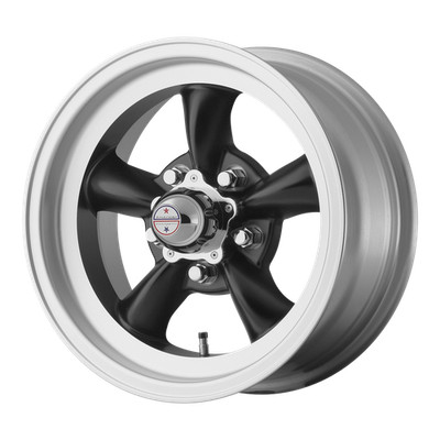 American Racing TORQ THRUSTD Satin Black Machined Lip 15x4.5'' Rim 5X4.5-15 Ea