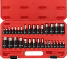 Hex Impact Bit Socket Set, 32-Piece Allen Set SAE and Metric One Size