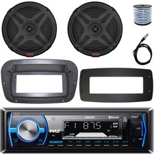 Pyle Single-DIN Marine Receiver W/Kit  Adapter Plate, 2x 6.5" 600W Max Speakers