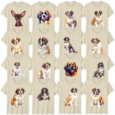 Watercolour Dog Adult T-Shirt Saint Bernard Dog Lover Gift