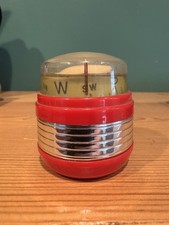 Vintage Auto Compass - 1960s-70s Auto Accessory - Red Chrome