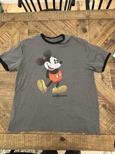 Disney Mickey Mouse Ringer X-Large Distressed Gray Parks T-Shirt Vintage Y2K