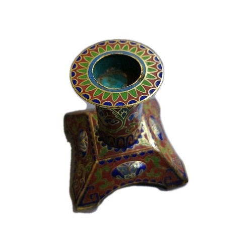 c1900 Chinese Cloisonne Candlestick - Picture 4 of 5