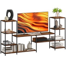 Image of HOMCOM TV Unit for TVs up to 55 Inches, Industrial TV Stand with Shelves