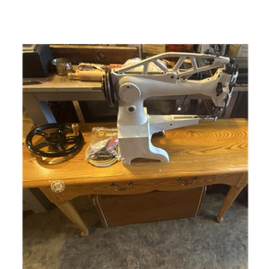 Industrial Sewing Machine Head with Table/Frame, Handwheel, Gray (Used)