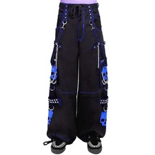 Blue Skull Gothic Cyber Chain Jeans Punk Cotton Rock Steampunk Pants For Men's