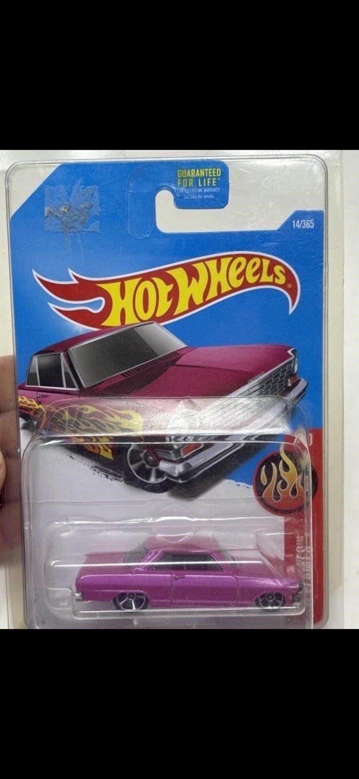 Hot Wheels 2017 HW Flames '63 Chevy II 14/365, Pink -ERROR CAR-NO DECAL