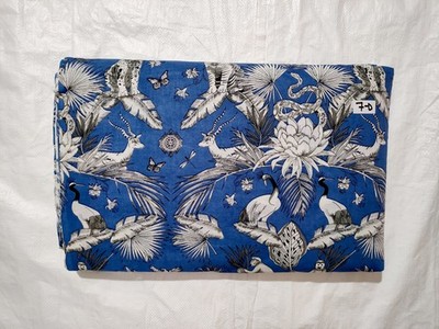 Indian Blue Animal Printed Dressmaking, Sewing, Running, Crafts Fabric 3 Yard US