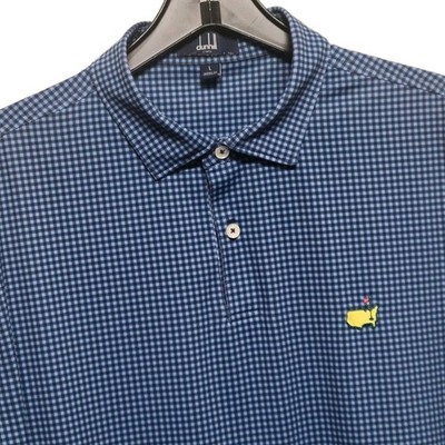 Dunhill Links Masters Logo Golf Club Blue Check Performance Short Sleeve Polo
