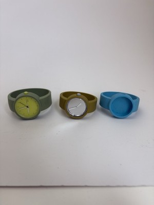 O clock Unisex Adult Silicone Band Wristwatch Lot of 3 Green Yellow Blue 2