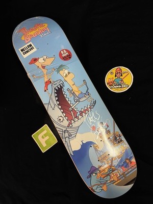 RARE SIGNED Theotis Beasley Baker Skateboard Deck Phineas & Ferb