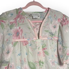 Vtg Vandemere Floral Snap Front Nightgown Tone Pink Blue Pastel USA L Grandma